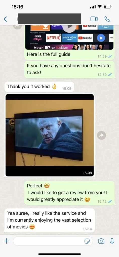 WhatsApp client support chat screen 1